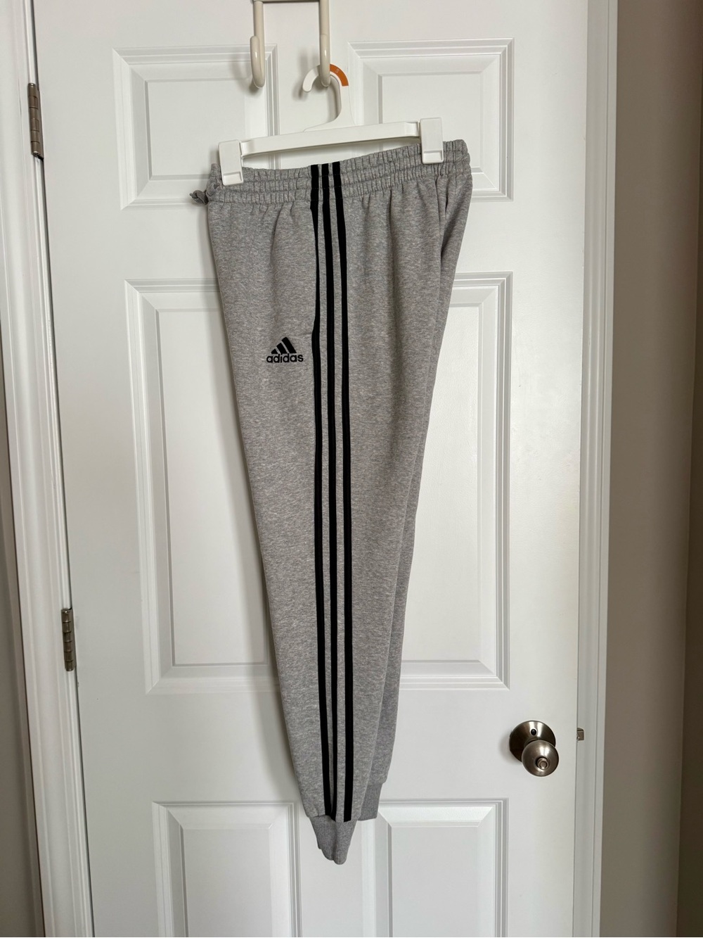 adidas Gray 3-Stripe Athletic Joggers